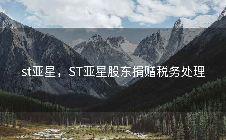st亚星，ST亚星股东捐赠税务处理